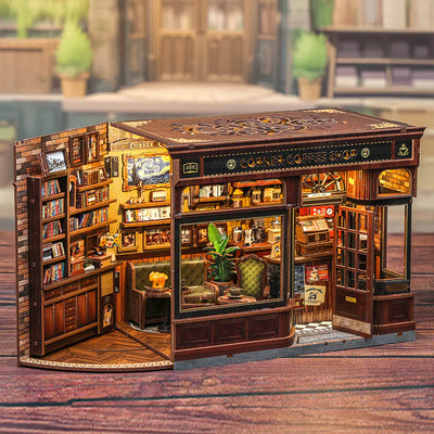 Cutebee Kit de Rincón de Libros Armable de Madera 3D Corner Coffee Shop Cafetería Librería con Luz Led 294 Piezas