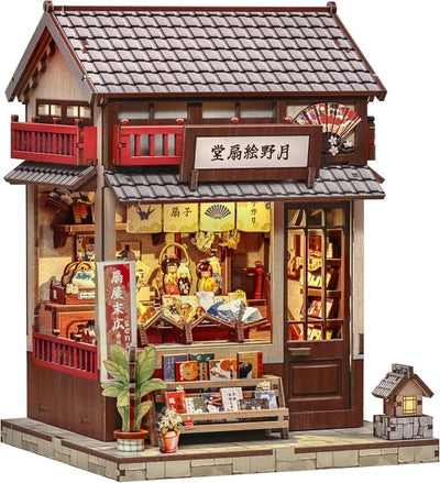 Cutebee Kit de Rincón de Libros Armable de Madera 3D Casa en Miniatura Japonesa con Luz Led 224 Piezas Modelo CWGC216