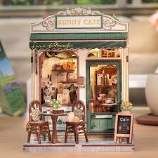 Cutebee Kit de Rincón de Libros Armable de Madera 3D Cafetería Francesa con Luz Led 233 Piezas Modelo CWGC208